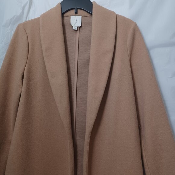 JOIE LIGHTWEIGHT OPEN FRONT LONGLINE SHAWL COLLAR TRENCH COAT STYLE JACKET - Picture 4 of 13